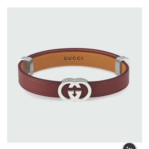New Gucci Interlocking leather bracelet (Rosso Ancora red leather) - Picture 6 of 6